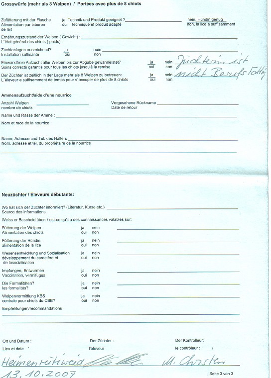 Zuchtstaettenkontrollbericht Seite 3